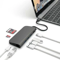 سبائك الألومنيوم من محول MultiPort 4K * 2K @ 30Hz HDMI ، Type-C PD ، Gigabit Ethernet ، SD / Micro Card Reader