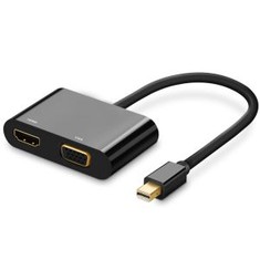 ميني DisplayPort (ثاندربولت المتوافقة) إلى محول محول HDMI VGA ، سبائك الألومنيوم الإسكان