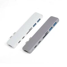 محطة الإرساء USB-C 7 في 1 المزدوج USB C إلى USB3.1 * 2 ، HDMI ™ ، SD ، MicroSD ، USB-C PD