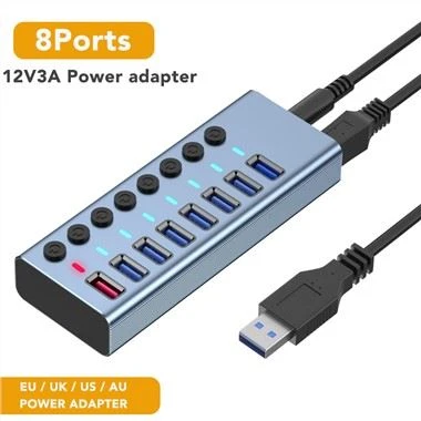 محطة شحن MSLFORCE 10 منافذ USB3.0 HUB